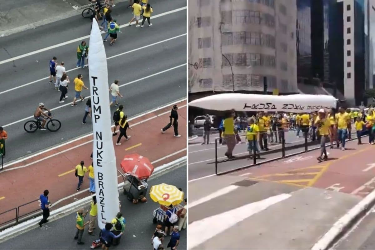 Fique por dentro: Ato pró-Flávio tem pedido para que Trump jogue bomba nuclear no Brasil