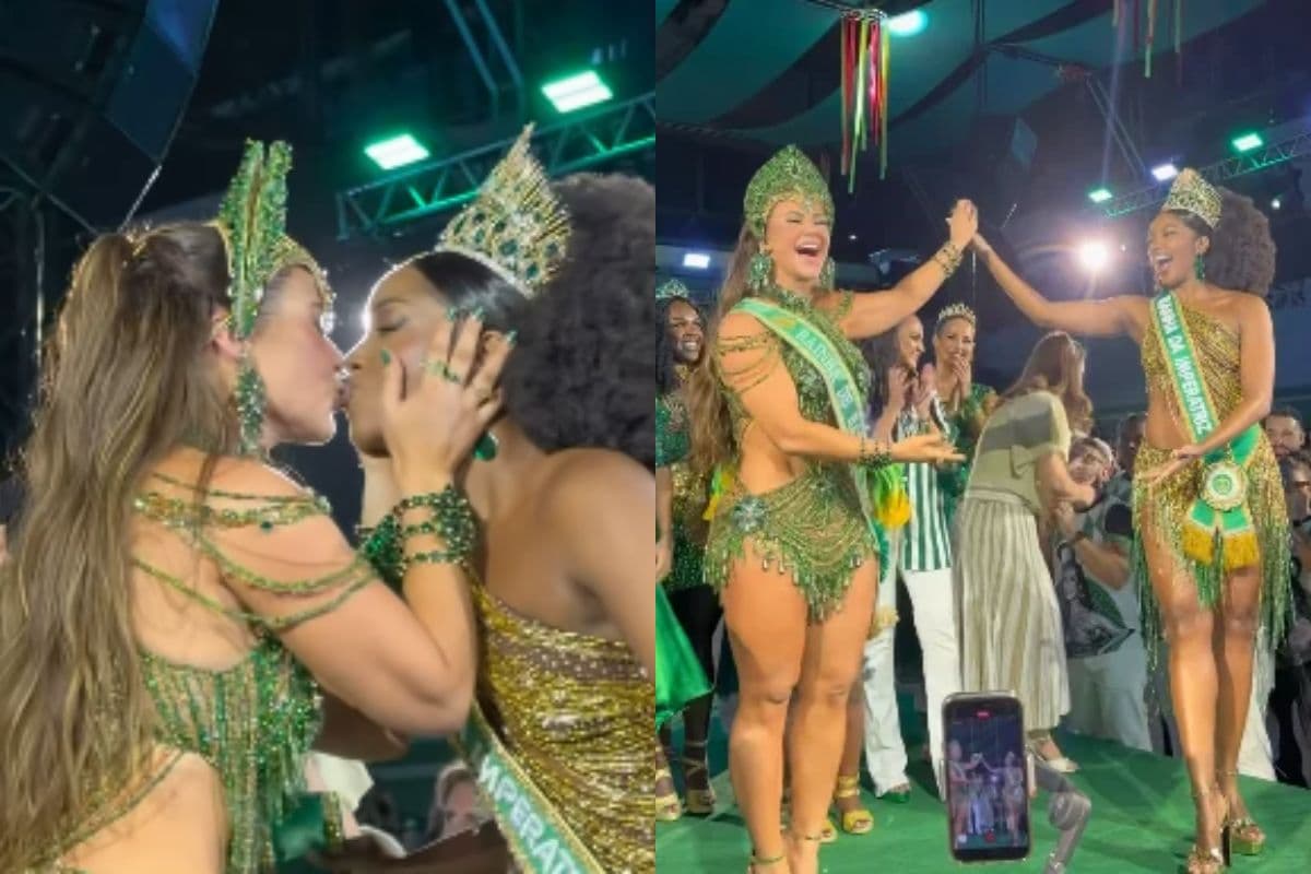 Região: Paolla Oliveira ganha selinho de Iza ao ser coroada rainha da Imperatriz