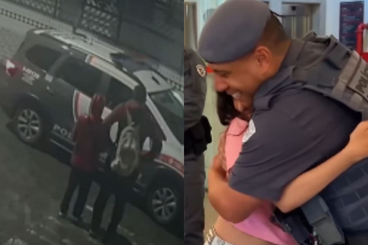 Fique por dentro: Veja momento que menina sequestrada pelo pai reencontra PM que a resgatou