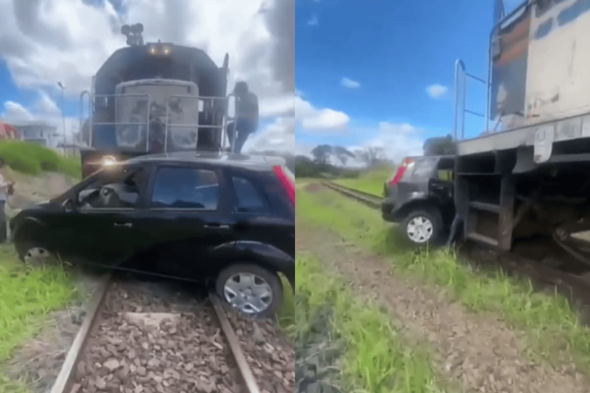 Entenda: Motorista idosa tem carro atingido por trem e arrastado por 100 metros