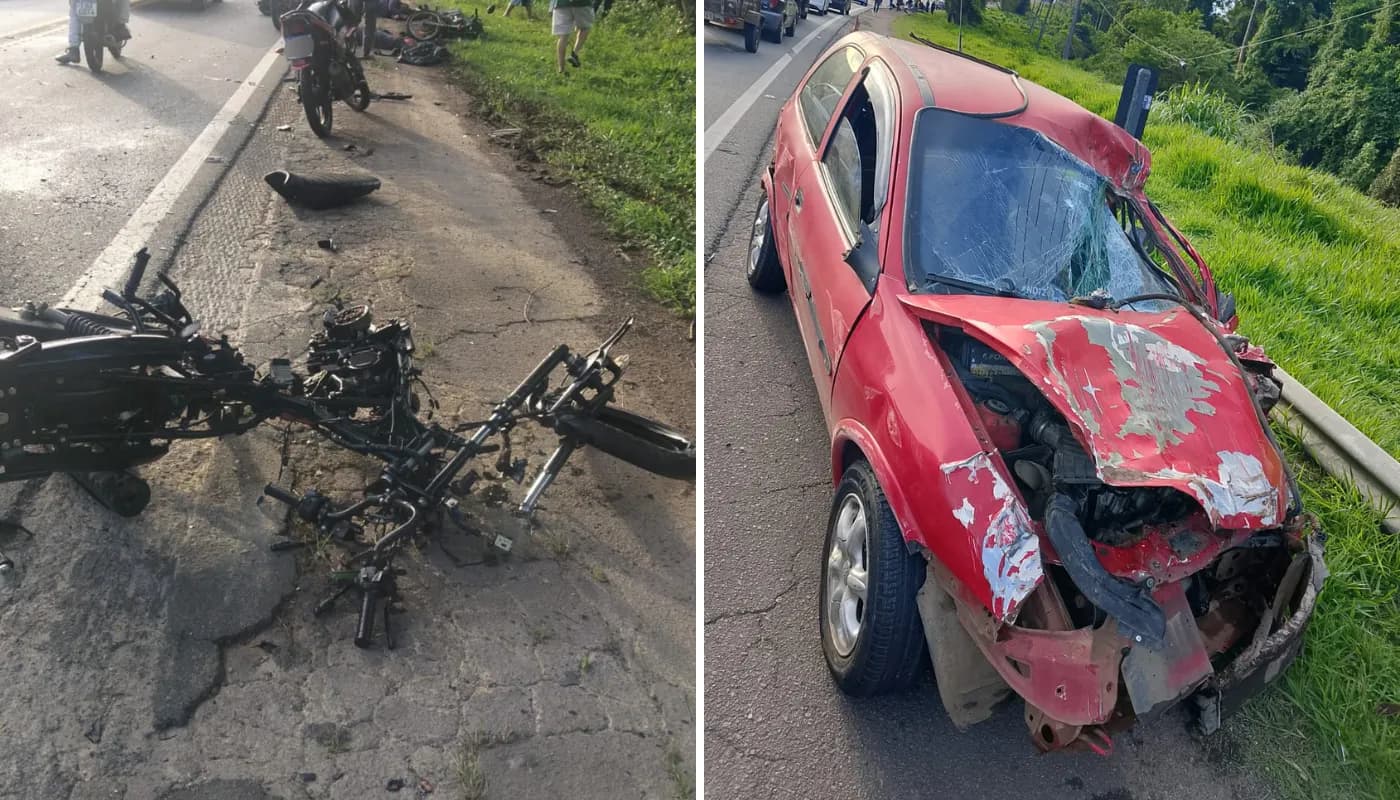 Atualização: Duas pessoas morrem e uma fica em estado grave após carro bater contra duas motos em Vinhedo