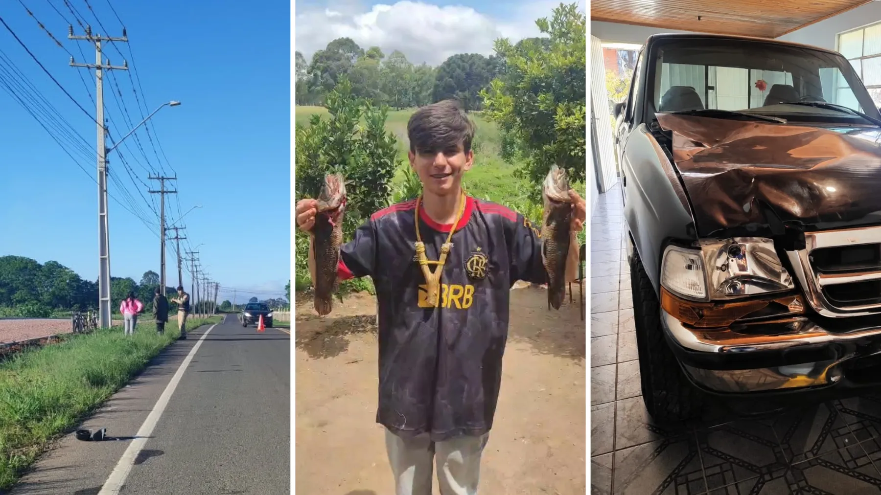 Jovem perde a vida atropelado em acostamento enquanto tirava foto com amigos e familiares a caminho de pescaria, no Paraná