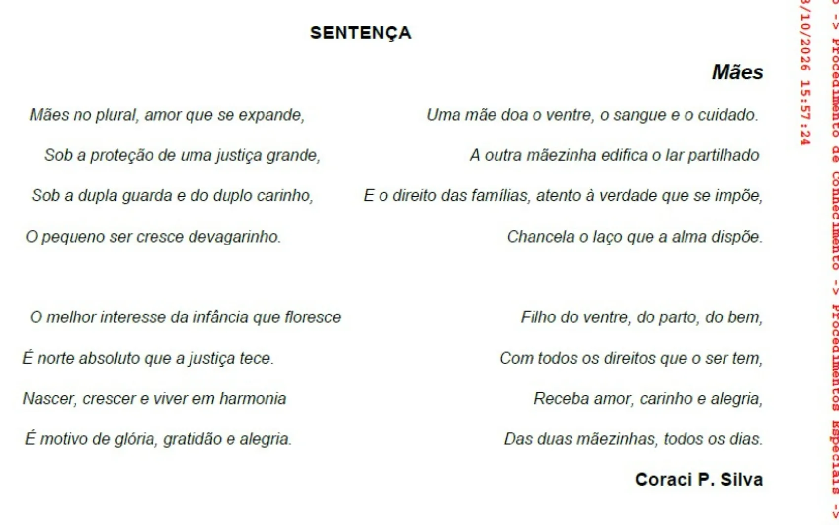 'Mães no plural, amor que expande' — Juíza emociona com poema em processo que reconhece dupla maternidade em Goiás