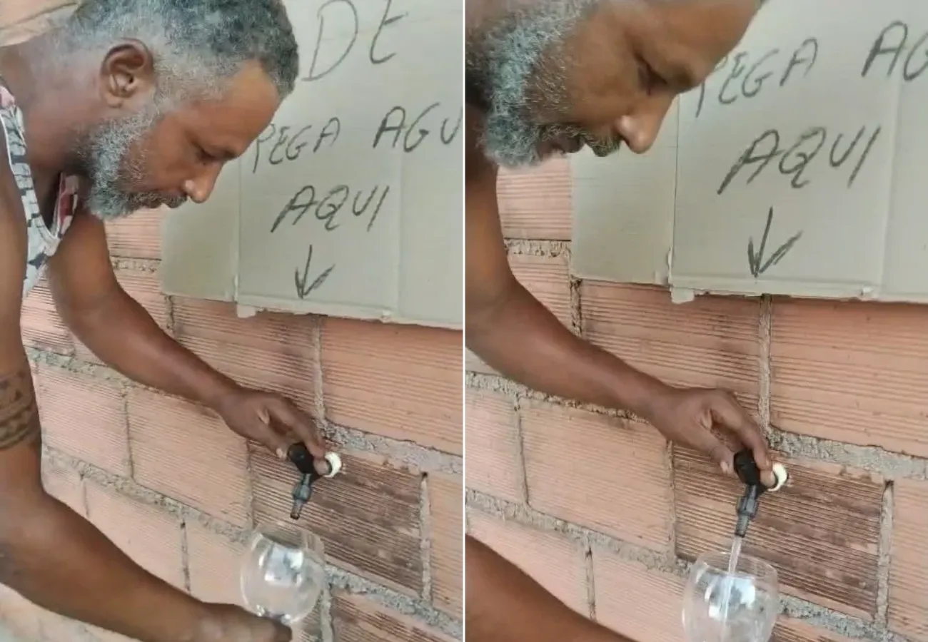 Região: Morador instala torneira em muro de casa e disponibiliza água para vizinhos durante crise hídrica no interior do TO; VÍDEO
